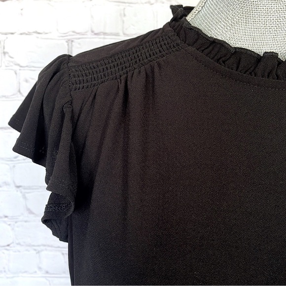 CECE Mock Neck Ruffled Flutter Sleeve Top - Picture 6 of 11